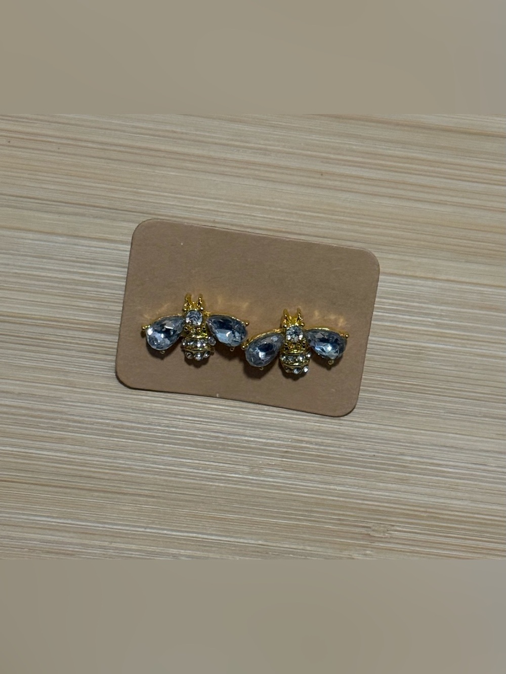 Gold Bee Crystal Stud Earrings